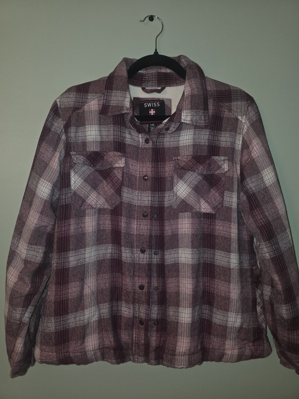 Women's Burgundy Plaid Button-Up Jacket